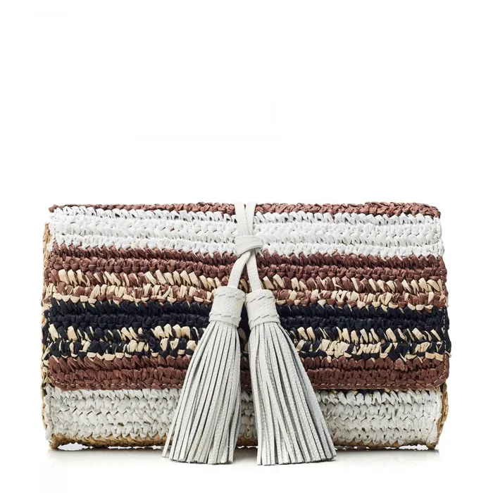 Clutch Bags Women Moda In Pelle Elba Clutch Black Raffia