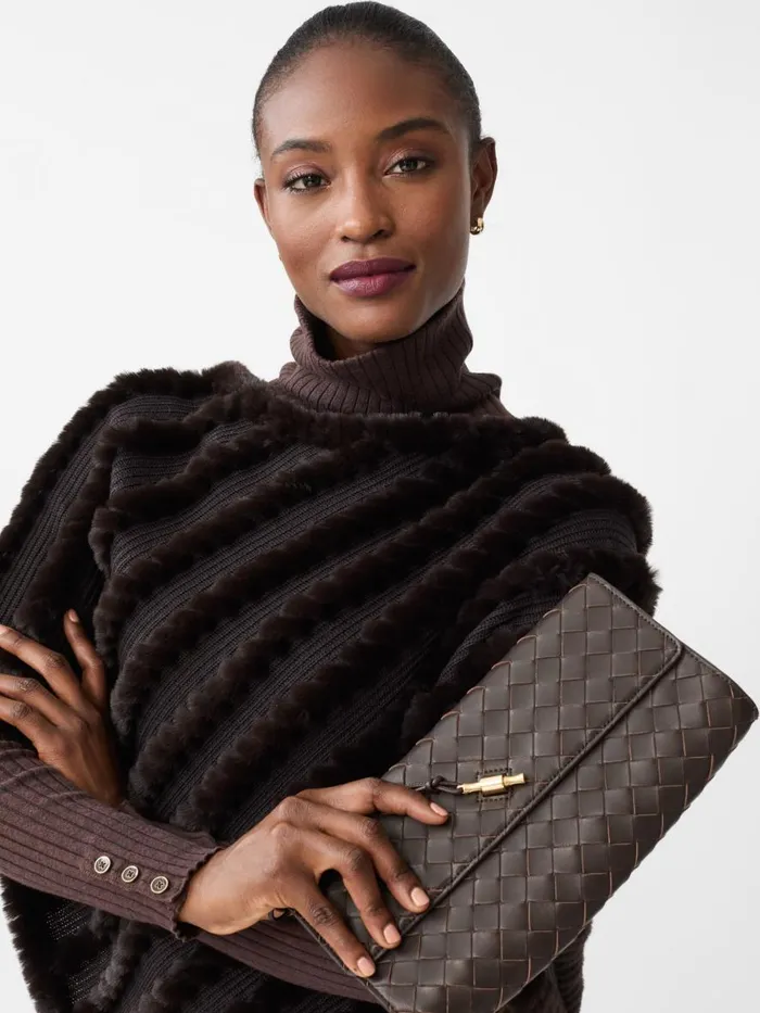 Clutches WomenMen JMcLaughlin Pernille Woven Leather Clutch Dark Brown Clutches WomenMen JMcLaughlin Pernille Woven Leather Clutch Dark Brown