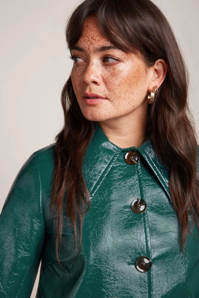 Coats and Jackets Women King Louie Anais Coat Shine Dragonfly Green 8211 Shine