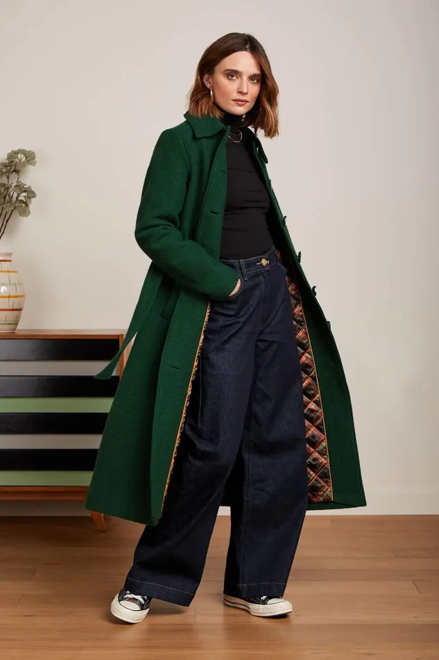 Coats and Jackets Women King Louie Arabella Coat Kennedy Forest Green 8211 Kennedy