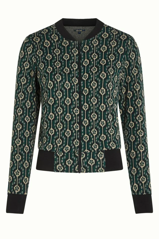 Coats and Jackets Women King Louie Bessie Jacket Carnaby Jacquard Urban Green 8211 Carnaby