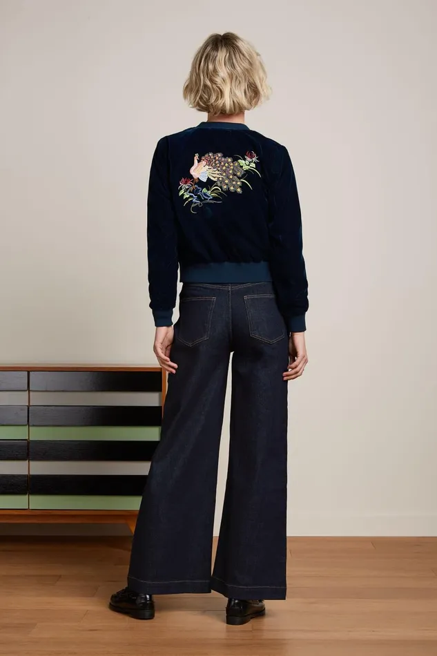 Coats and Jackets Women King Louie Bessie Jacket Gamine Velvet Pond Blue 8211 Gamine Velvet