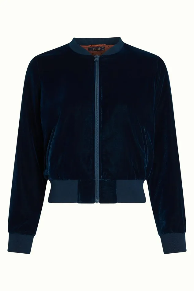 Coats and Jackets Women King Louie Bessie Jacket Gamine Velvet Pond Blue 8211 Gamine Velvet