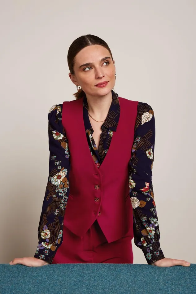Coats and Jackets Women King Louie Bianca Gilet Marple Rumba Red 8211 Marple