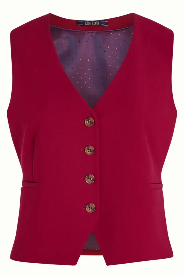 Coats and Jackets Women King Louie Bianca Gilet Marple Rumba Red 8211 Marple