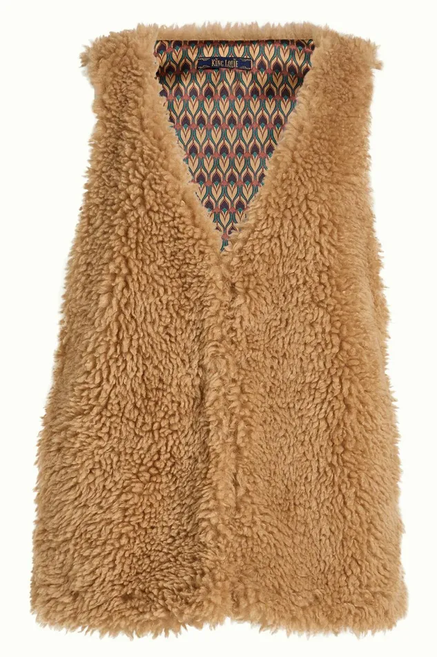 Coats and Jackets Women King Louie Cilla Gilet Boheme Biscotti 8211 Boheme