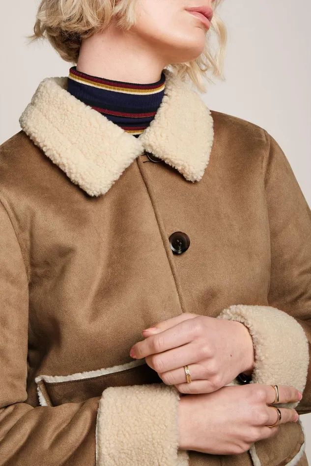 Coats and Jackets Women King Louie Dina Jacket Lammy Sulphur Yellow 8211 Lammy