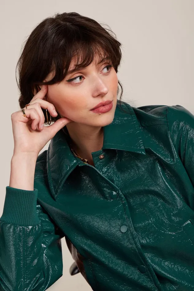 Coats and Jackets Women King Louie Isa Jacket Shine Dragonfly Green 8211 Shine