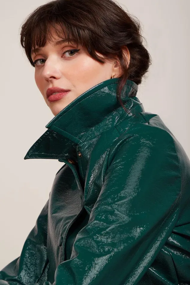 Coats and Jackets Women King Louie Isa Jacket Shine Dragonfly Green 8211 Shine