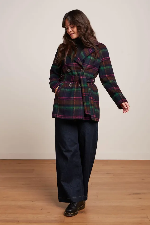 Coats and Jackets Women King Louie Maura Coat Brit Check Estate Blue 8211 Brit Check Coats and Jackets Women King Louie Maura Coat Brit Check Estate Blue 8211 Brit Check