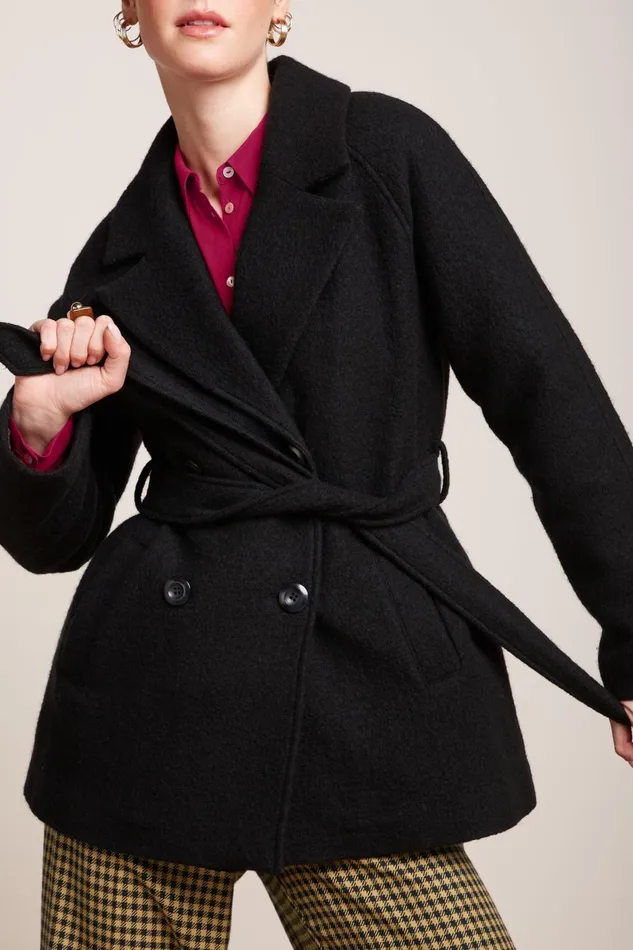 Coats and Jackets Women King Louie Maura Coat Short Kennedy Black 8211 Kennedy