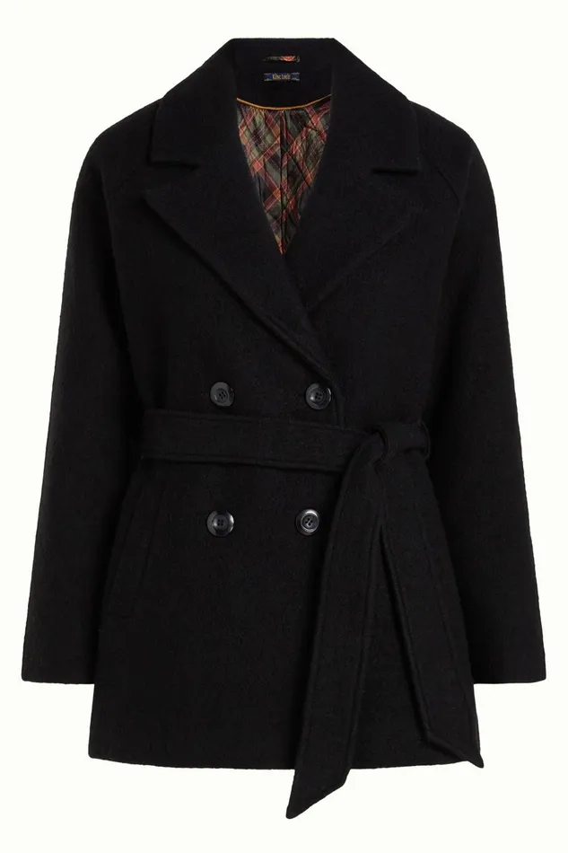 Coats and Jackets Women King Louie Maura Coat Short Kennedy Black 8211 Kennedy