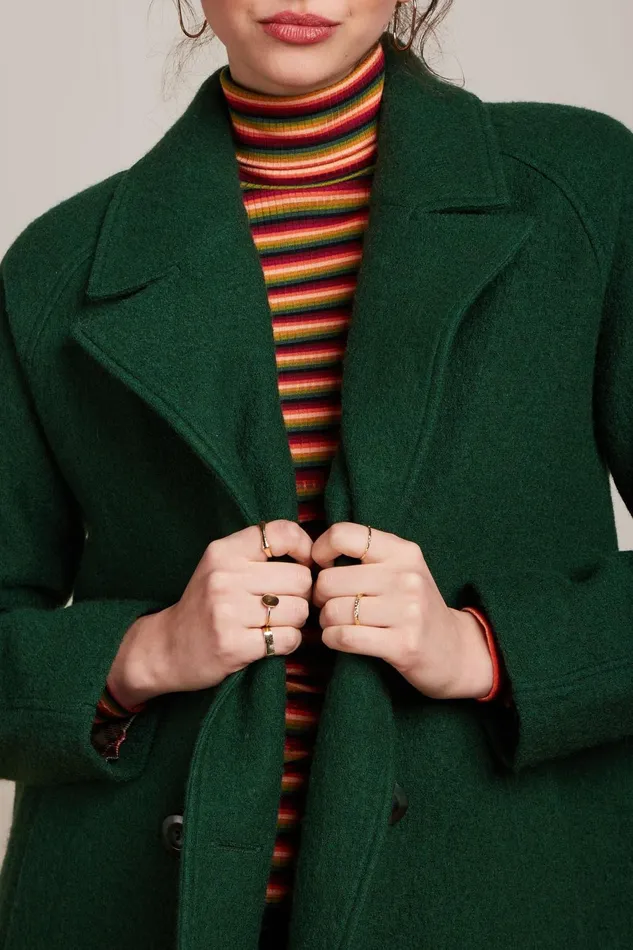Coats and Jackets Women King Louie Maura Coat Short Kennedy Forest Green 8211 Kennedy