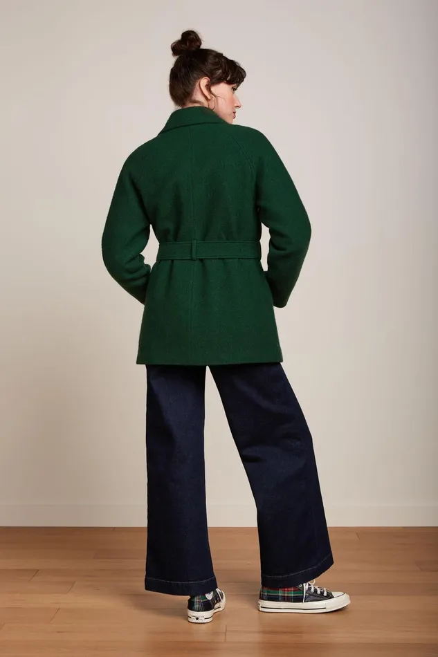 Coats and Jackets Women King Louie Maura Coat Short Kennedy Forest Green 8211 Kennedy
