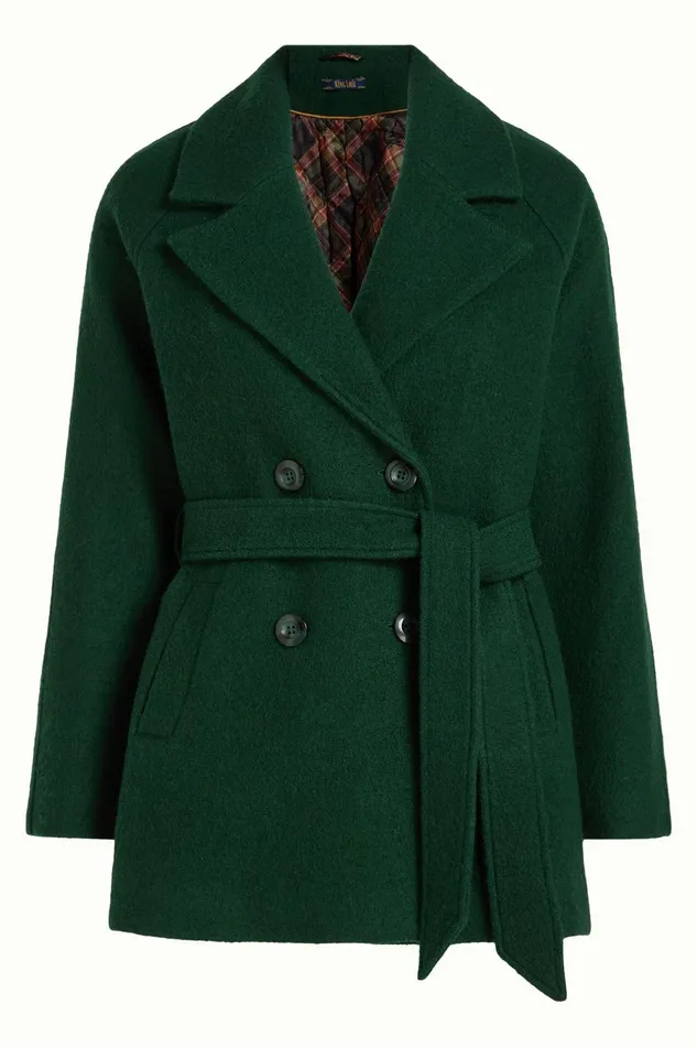 Coats and Jackets Women King Louie Maura Coat Short Kennedy Forest Green 8211 Kennedy