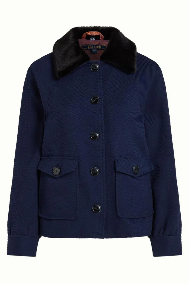 Coats and Jackets Women King Louie Sylvie Jacket Austin Evening Blue 8211 Austin