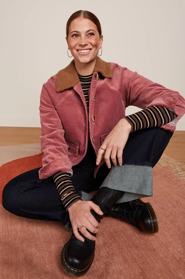 Coats and Jackets Women King Louie Sylvie Jacket Corduroy Desert Red 8211 Corduroy