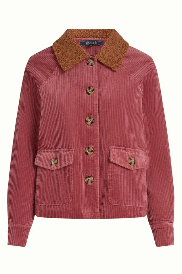 Coats and Jackets Women King Louie Sylvie Jacket Corduroy Desert Red 8211 Corduroy