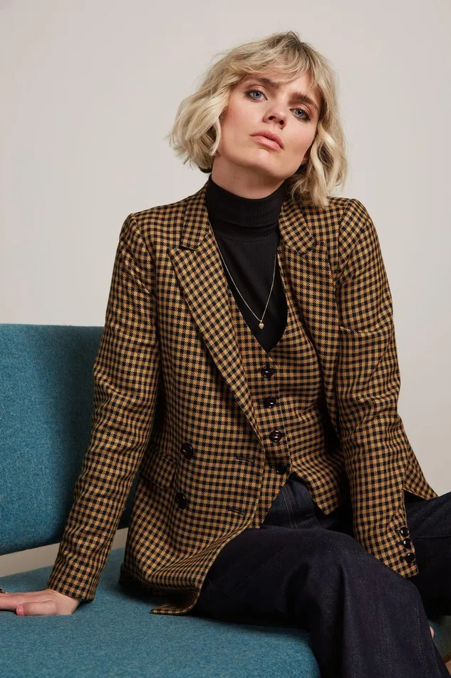 Coats and Jackets Women King Louie Tina Blazer Norman Check Biscotti 8211 Norman Check Coats and Jackets Women King Louie Tina Blazer Norman Check Biscotti 8211 Norman Check