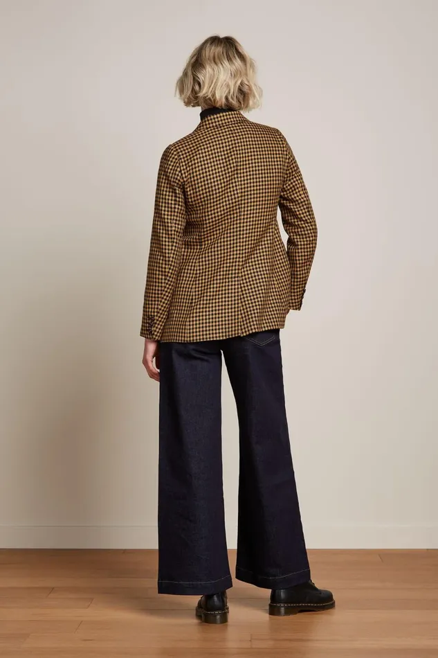 Coats and Jackets Women King Louie Tina Blazer Norman Check Biscotti 8211 Norman Check