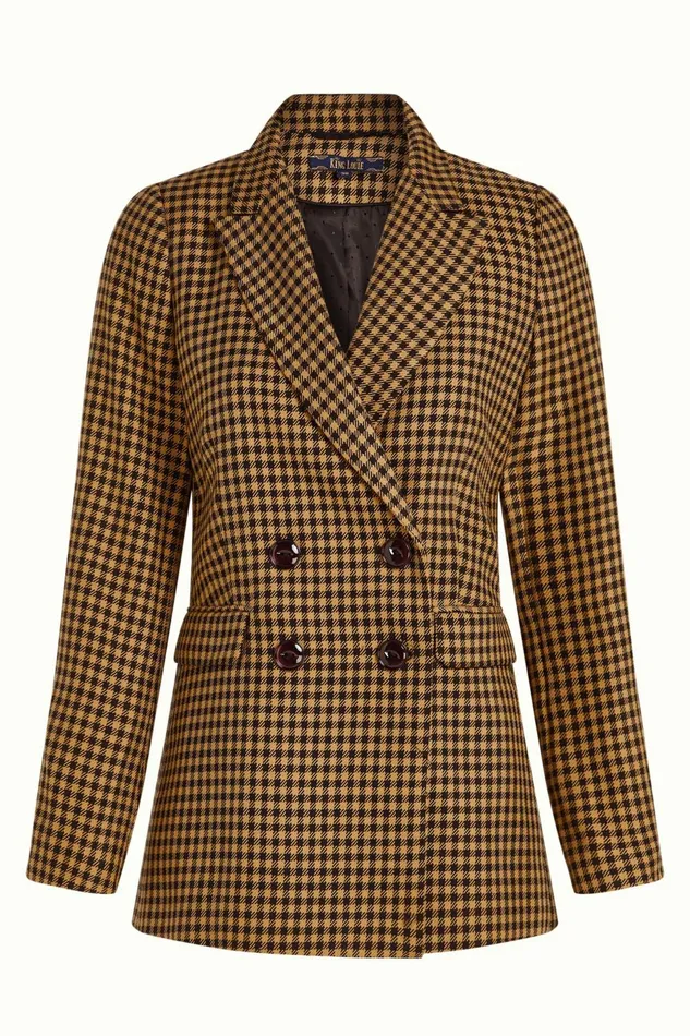 Coats and Jackets Women King Louie Tina Blazer Norman Check Biscotti 8211 Norman Check