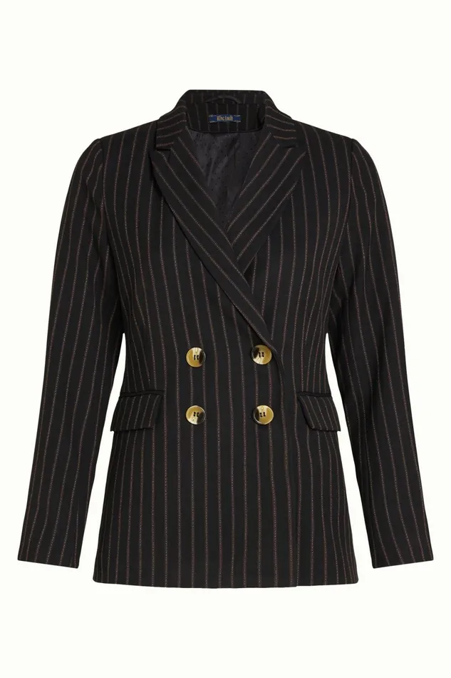 Coats and Jackets Women King Louie Tina Blazer Ziggy Stripe Black 8211 Ziggy Stripe