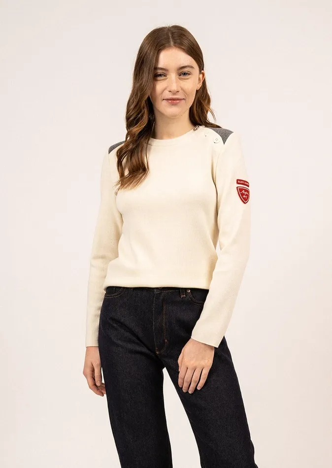 Combe Arpin Wool Breton Sweater Ivory Women Saint James Breton Sweaters