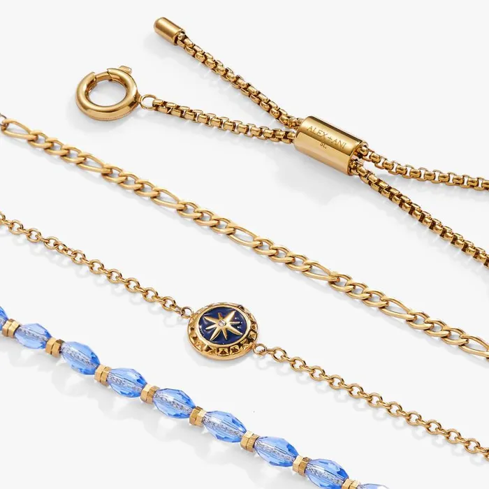 Compass Stranded Bracelet Set Stainless Steel Gold Women Alex And Ani Growth New Beginnings