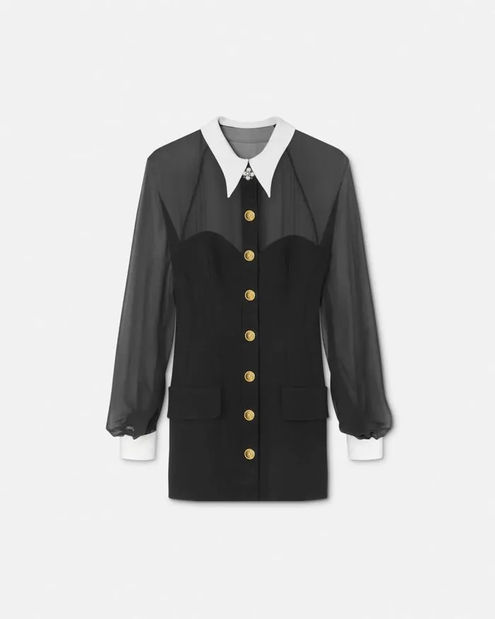 ContrastCollar Bustier Mini Dress Black Women Versace Dresses