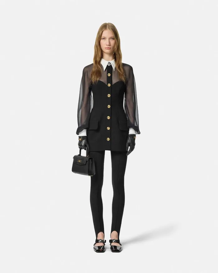 ContrastCollar Bustier Mini Dress Black Women Versace Dresses