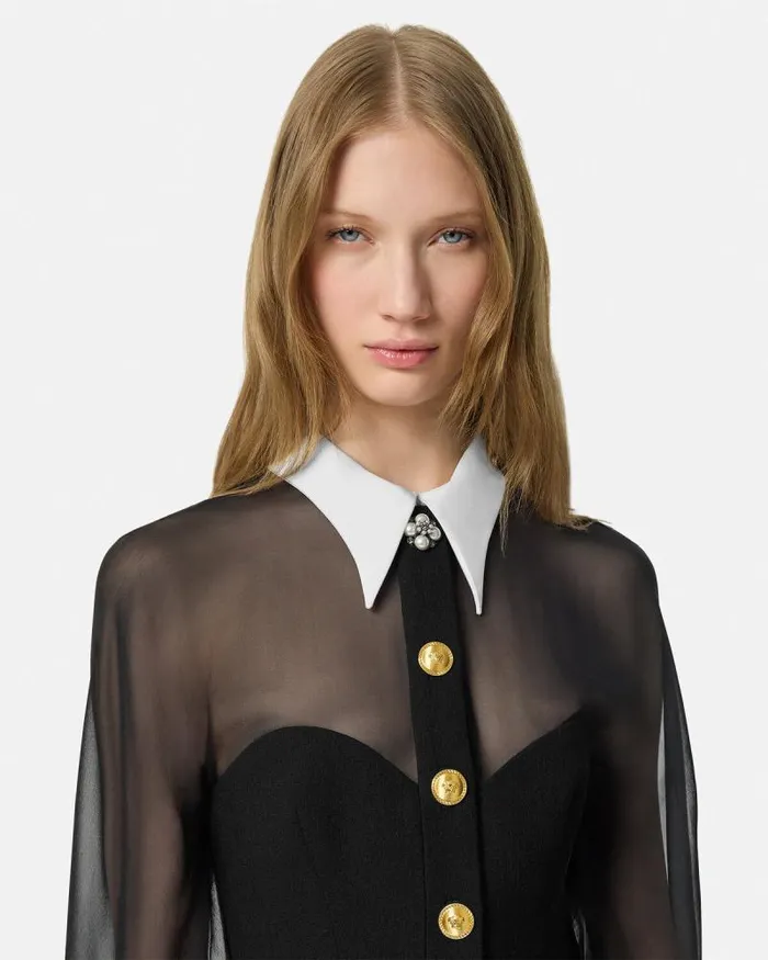ContrastCollar Bustier Mini Dress Black Women Versace Dresses