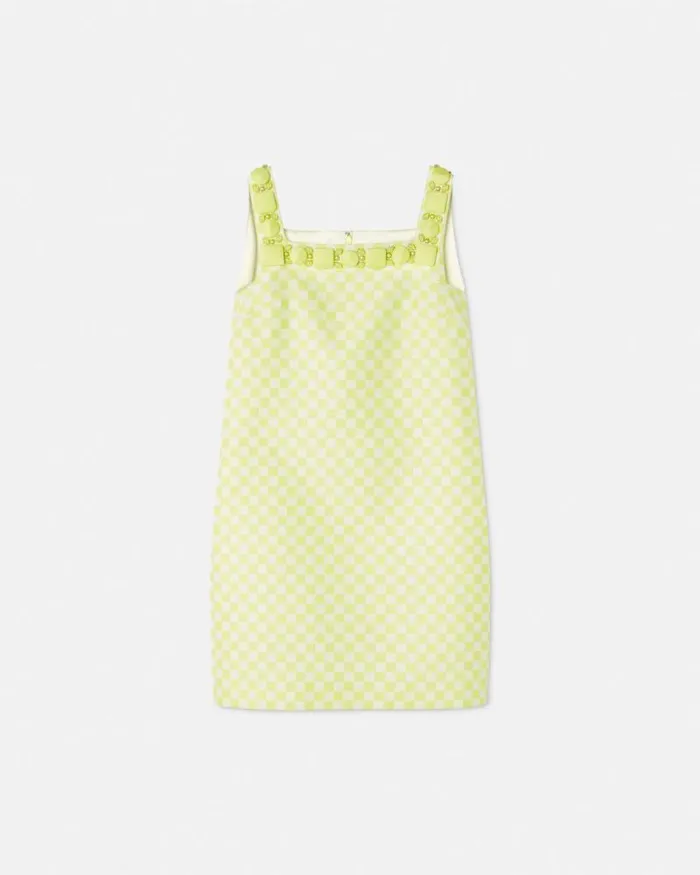 Contrasto Duchesse Shift Mini Dress Yellow Women Versace Dresses