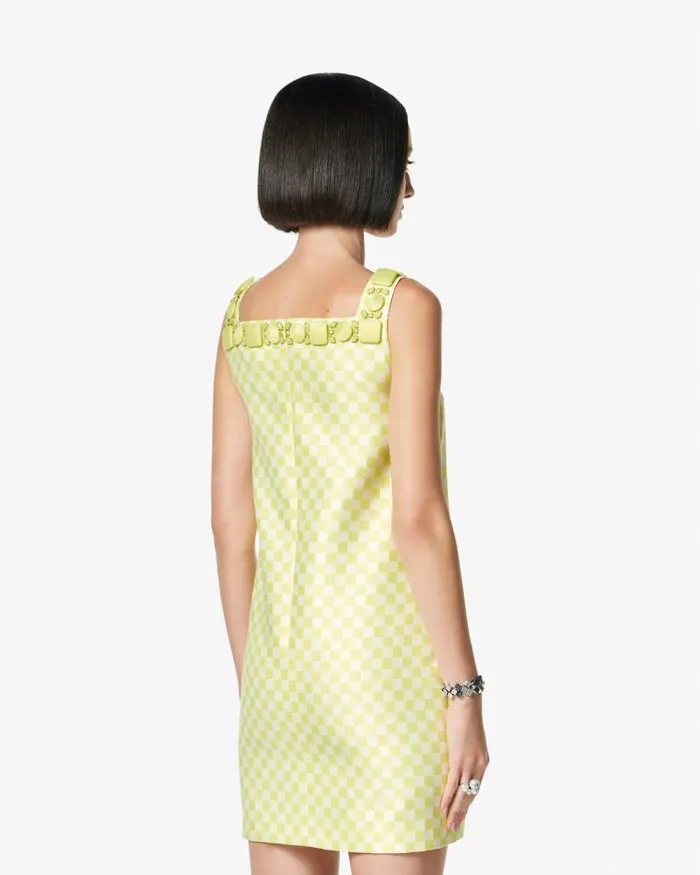 Contrasto Duchesse Shift Mini Dress Yellow Women Versace Dresses