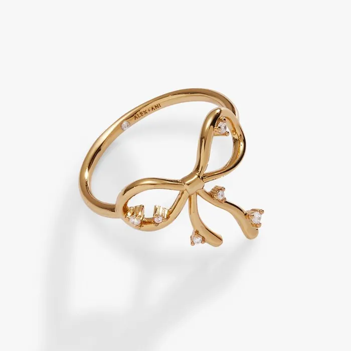 Coquette Bow Ring Shiny Gold Women Alex And Ani Rings