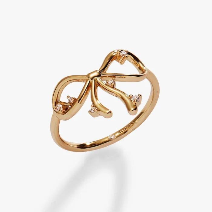 Coquette Bow Ring Shiny Gold Women Alex And Ani Rings