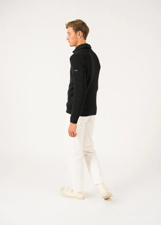 Cotentin Quarter Zip Trucker Sweater Darkgray Men Saint James Breton Sweaters