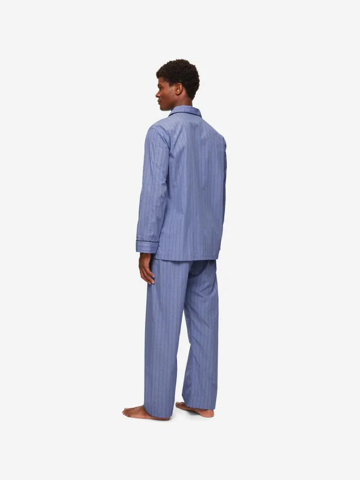 Cotton Pajamas Men Derek Rose Classic Fit Pajamas Felsted 3 Cotton Blue