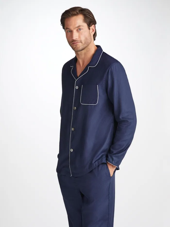 Cotton Pajamas Men Derek Rose Modern Fit Pajamas Lombard 6 Cotton Jacquard Navy Cotton Pajamas Men Derek Rose Modern Fit Pajamas Lombard 6 Cotton Jacquard Navy