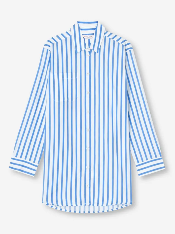 Cotton Pajamas Women Derek Rose Nightshirt Capri 23 Cotton Batiste Blue