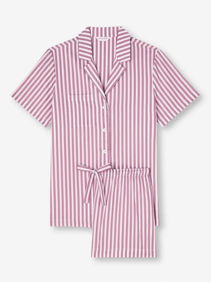 Cotton Pajamas Women Derek Rose Short Pajamas Capri 23 Cotton Batiste Purple