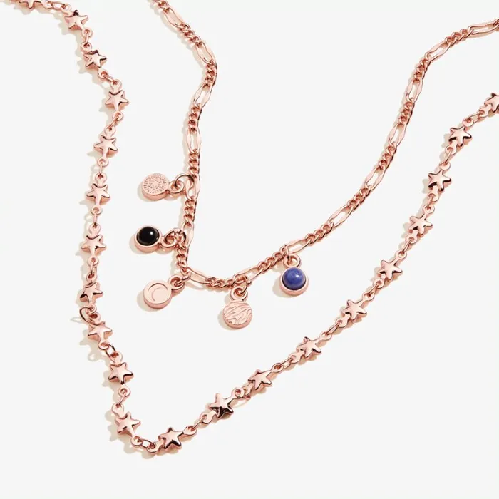 Crescent Moon MultiCharm Layered Necklace Shiny Rose Gold Women Alex And Ani Halloween Crescent Moon MultiCharm Layered Necklace Shiny Rose Gold Women Alex And Ani Halloween