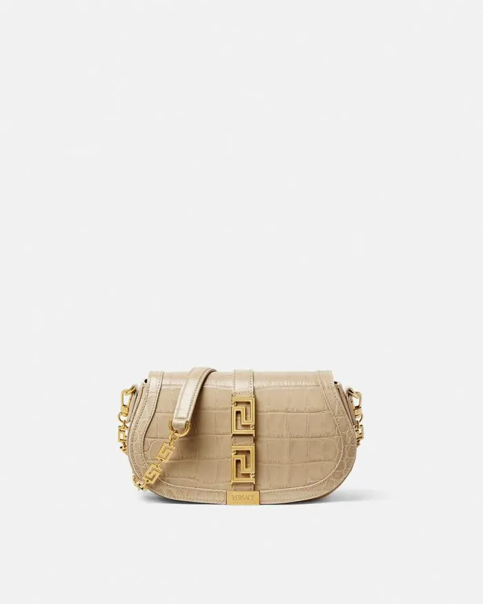 CrocEffect Greca Goddess Shoulder Bag Beige Women Versace Shoulder and Crossbody