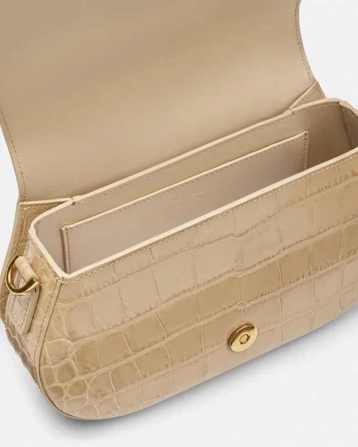 CrocEffect Greca Goddess Shoulder Bag Beige Women Versace Shoulder and Crossbody