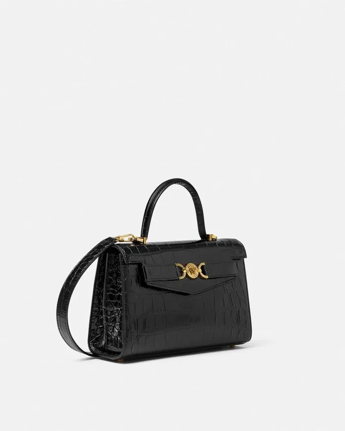 CrocEffect Medusa 03995 Handbag Blackgold Women Versace Top Handle