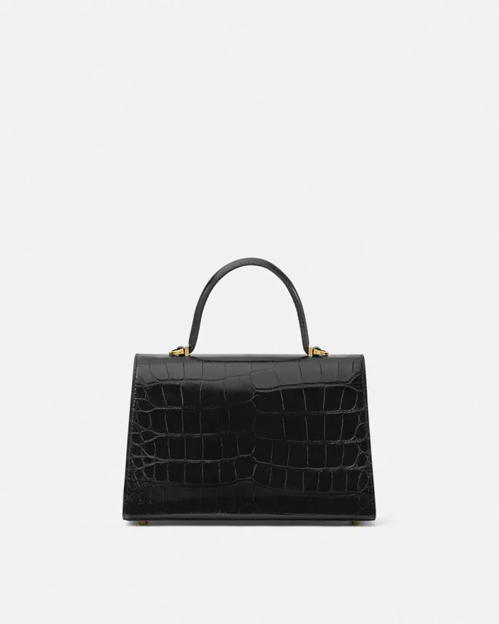 CrocEffect Medusa 03995 Handbag Blackgold Women Versace Top Handle