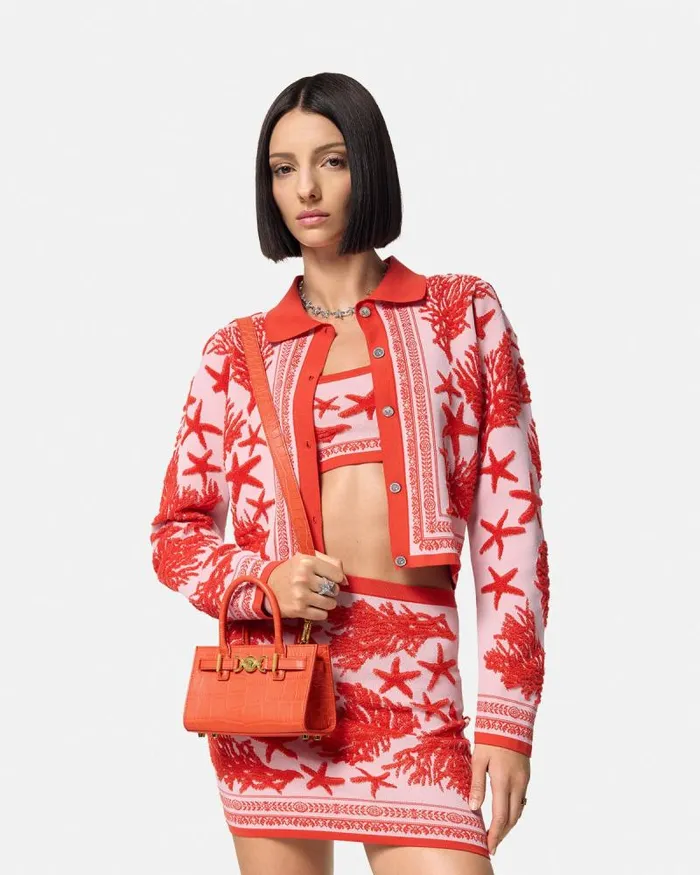 CrocEffect Medusa 03995 Mini Tote Bag Coral Women Versace Totes