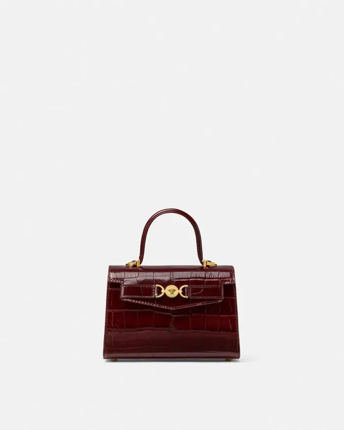 CrocEffect Medusa 03995 Small Handbag Burgundy Women Versace Top Handle