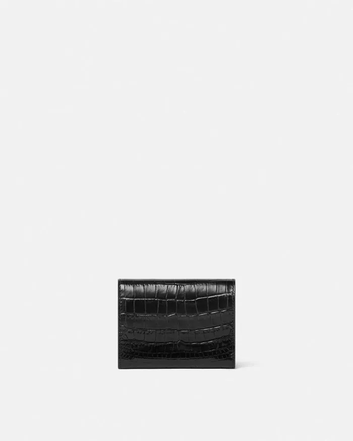 CrocEffect Medusa 03995 Trifold Wallet Blackgold Women Versace Wallets