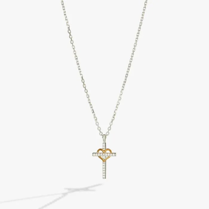 Cross And Heart Necklace Sterling Silver Two Tone Precious Women Alex And Ani Graduation Cross And Heart Necklace Sterling Silver Two Tone Precious Women Alex And Ani Graduation