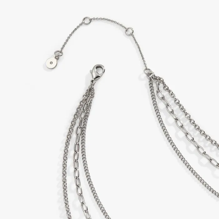 Crystal And Chain Layered Necklace Silver Women Alex And Ani Jewelry Sets